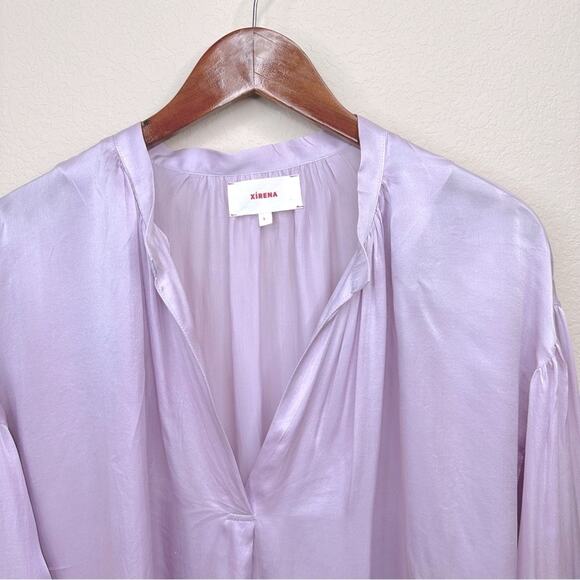 XIRENA Mason 100% Silk V-neck Popover Blouse In Light Purple Oversized Size S - Picture 4 of 11